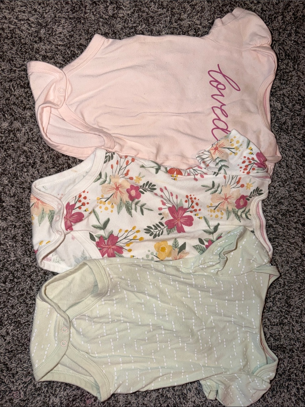 cloud island Pink, Floral & Mint 3-Pack Baby Girl Bodysuits